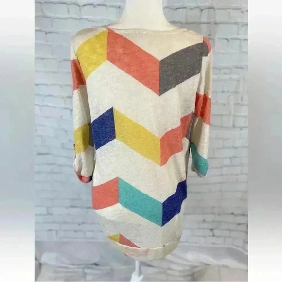 FLAMINGO URBAN Fashion Break Stripe Adjustable 3/4 Sleeve Scoop Woman’s Size M - Picture 5 of 16